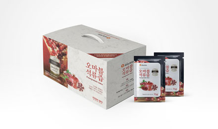오마블 석류즙 패키지 디자인